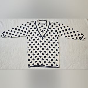 Vintage 80s Nordstrom Town Square Womens Small White W Blue Dots Pullover...